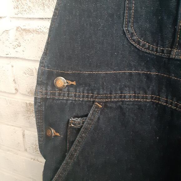 Carharrt Denim Bib Overalls Women sz12/32 Dark Wash - Picture 5 of 11